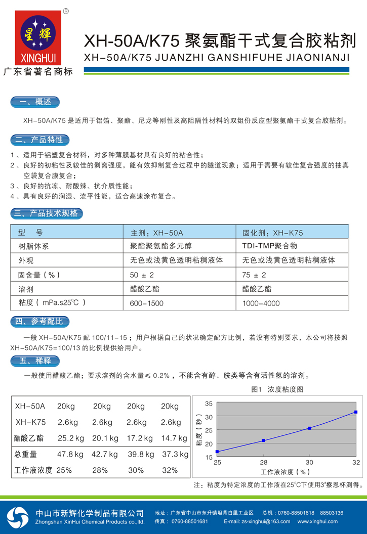 XH-50A/K75聚氨酯干式复合胶粘剂